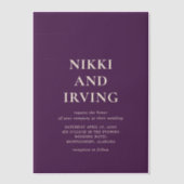 Nikki Paarse bruiloft Vellum Uitnodigingen (Voorkant)