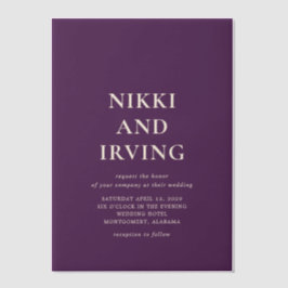 Nikki Paarse bruiloft Vellum Uitnodigingen