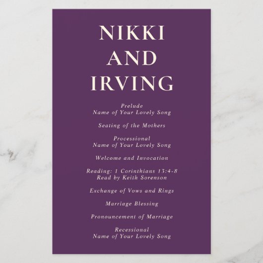Nikki Paarse bruiloftsprogramma (Voorkant)