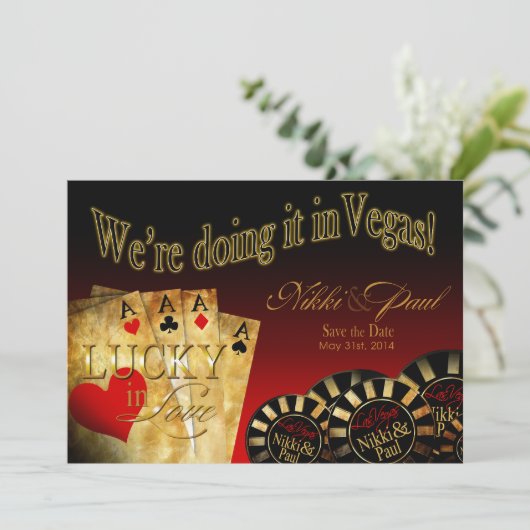 Nikki & Paul Las Vegas Deluxe Bewaar de Datum Save The Date (Staand voorkant)