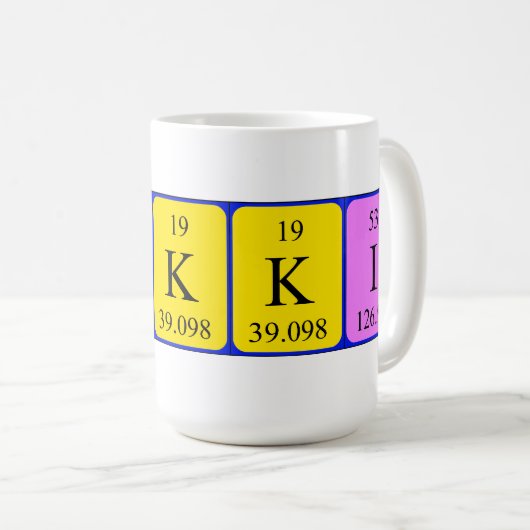 Nikki periodieke mok van de lijstnaam (Voorkant rechts)