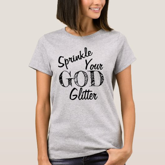 "Nikki" Sprinkle Your God Glitter Original BLACK T-shirt (Voorkant)