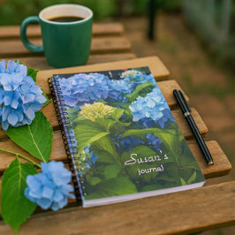 Nikko Blauwe Hortensia Bloem Spiraal Foto Notitieb Notitieboek