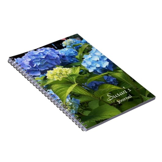 Nikko Blue Hydrangea Flower Spiral Photo Notitiebo Notitieboek (Rechterzijde)