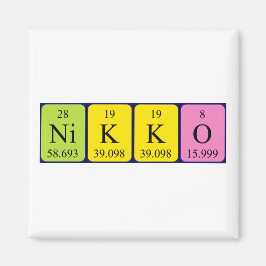 Nikko periodieke handelsnaam magnet (Voorkant)