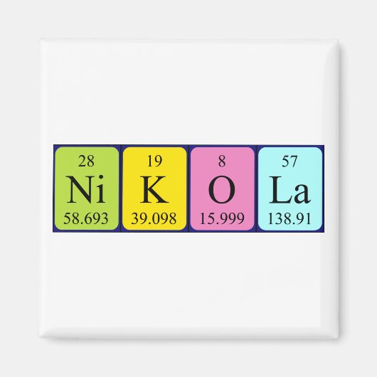 Nikola periodieke table name magnet (Voorkant)