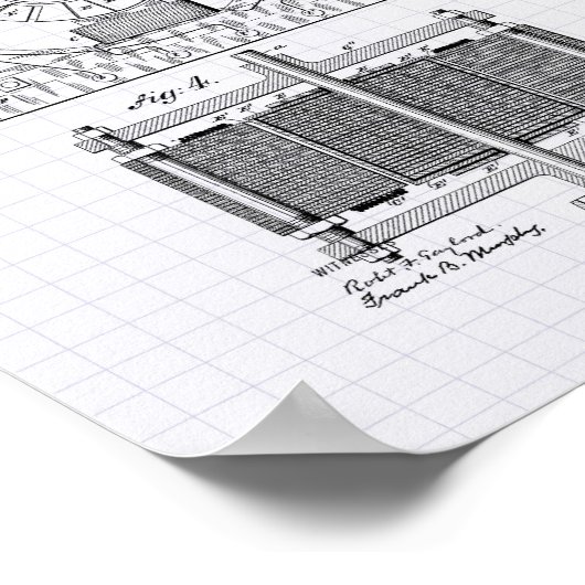 Nikola Tesla 1888 Patent Art - Lige Peper Poster (Hoek)