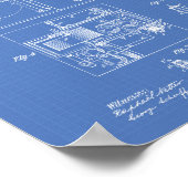 Nikola Tesla 1898 Patent Art - Blauwdruk Poster (Hoek)