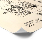 Nikola Tesla 1898 Patent Art - Oude poster (Hoek)
