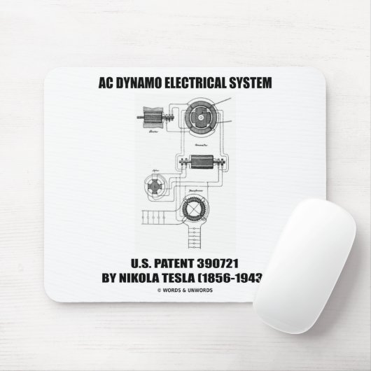 Nikola Tesla AC Dynamo Electrical System Patent Muismat (Met muis)
