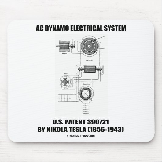 Nikola Tesla AC Dynamo Electrical System Patent Muismat (Voorkant)