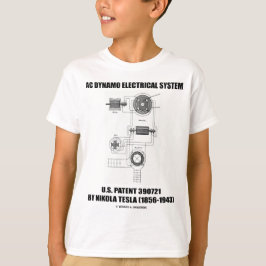 Nikola Tesla AC Dynamo Electrical System Patent T-shirt