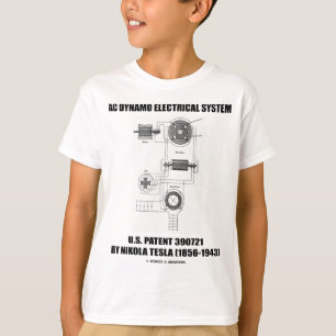 Nikola Tesla AC Dynamo Electrical System Patent T-shirt