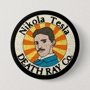 Nikola Tesla Death Ray Co. Buttonnen Ronde Button 7,6 Cm