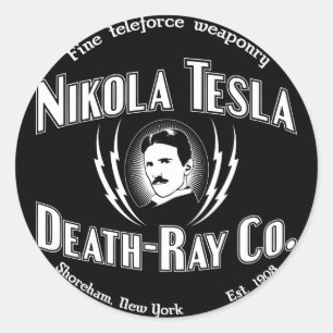 Nikola Tesla Death-Ray Co. Ronde Sticker