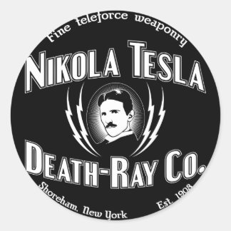 Nikola Tesla Death-Ray Co. Ronde Sticker