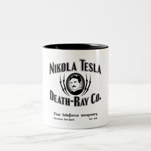 Nikola Tesla Death-Ray Co. Tweekleurige Koffiemok (Center)
