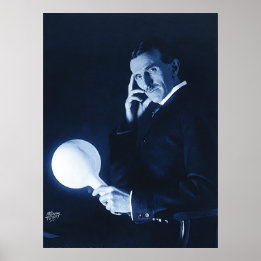 Nikola Tesla demonstreert draadloze stroom circa 1 Poster