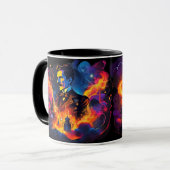 Nikola Tesla Elektriserend Genie Neon Pop Art Mok (Voorkant links)