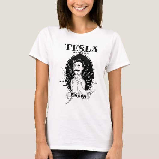 Nikola Tesla en zijn duif T-shirt (Voorkant)