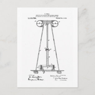 Nikola Tesla Energy Transmission Pantent US119732 Briefkaart