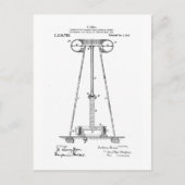 Nikola Tesla Energy Transmission Pantent US119732 Briefkaart (Voorkant)