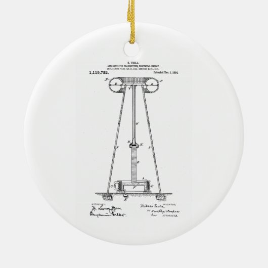 Nikola Tesla Energy Transmission Pantent US119732 Keramisch Ornament (Achterkant)