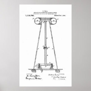 Nikola Tesla Energy Transmission Pantent US119732 Poster
