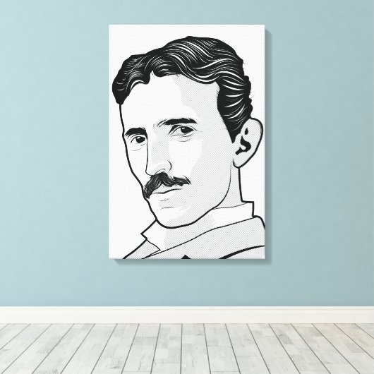 Nikola Tesla Face Canvas Afdruk (Insitu (Houten vloer))