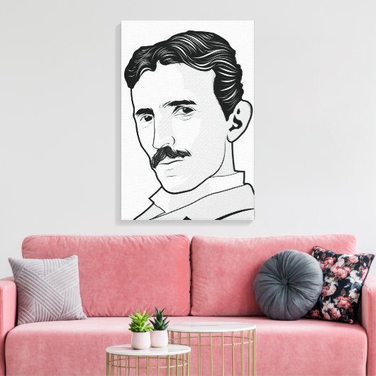 Nikola Tesla Face Canvas Afdruk (Insitu (Woonkamer))
