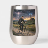 Nikola Tesla fietst naar zijn lab circa 1893 (Achterkant)