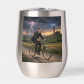 Nikola Tesla fietst naar zijn lab circa 1893 (Voorkant)