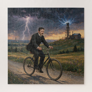 Nikola Tesla fietst naar zijn lab circa 1893 Legpuzzel