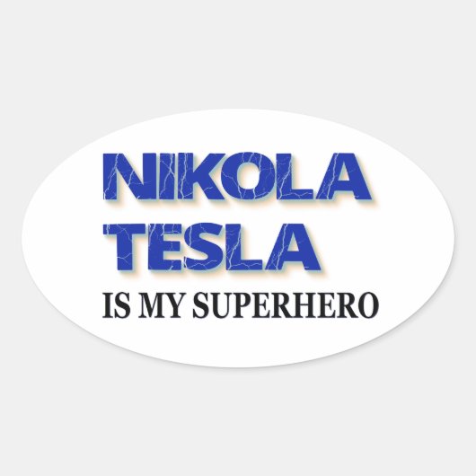 Nikola Tesla is mijn superheld Ovale Sticker (Voorkant)