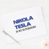 Nikola Tesla is mijn superheld Ovale Sticker (Envelop)