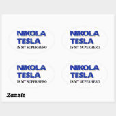 Nikola Tesla is mijn superheld Ovale Sticker (Vel)