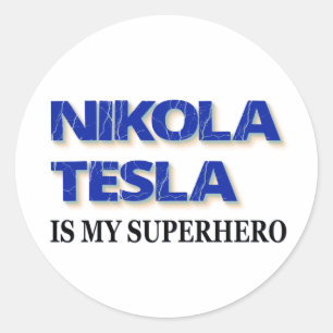 Nikola Tesla is mijn superheld Ronde Sticker