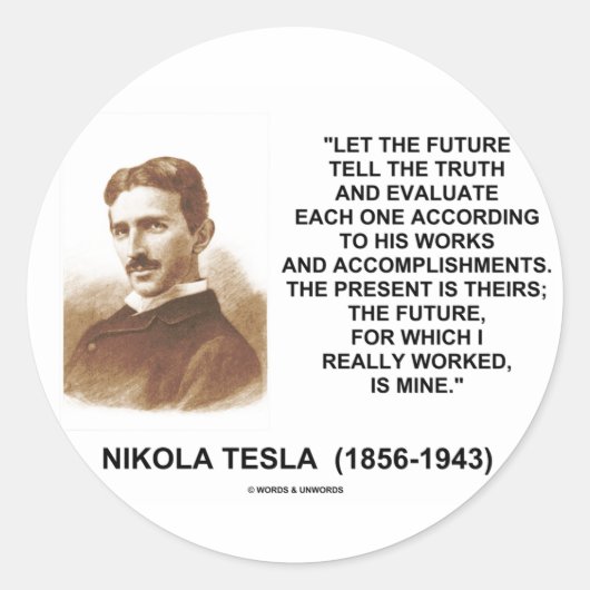 Nikola Tesla laat de toekomst de waarheid vertelle Ronde Sticker (Voorkant)