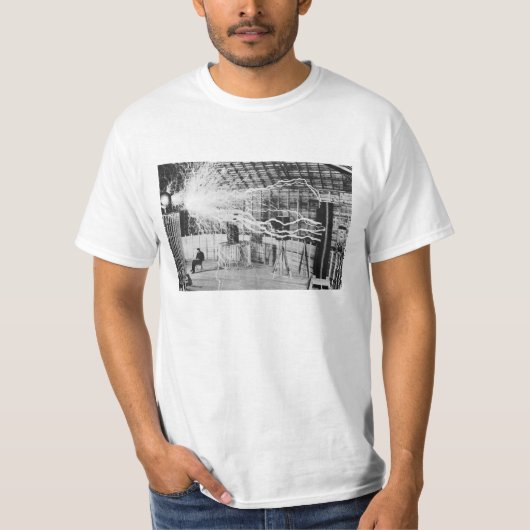 Nikola Tesla Laboratory Electricity Afbeelding T-shirt (Voorkant)