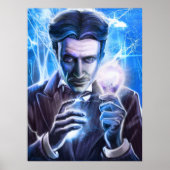 Nikola Tesla Man van Lightning Poster (Voorkant)