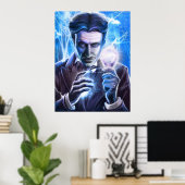 Nikola Tesla Man van Lightning Poster (Thuiskantoor)