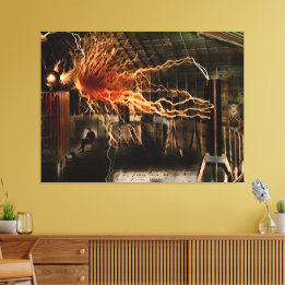 Nikola Tesla Man van Mysteries Kleur Redux Canvas Afdruk