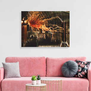 Nikola Tesla Man van Mystery Color Redux Canvas Afdruk