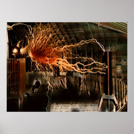 Nikola Tesla Man van Mystery Color Redux Poster (Voorkant)