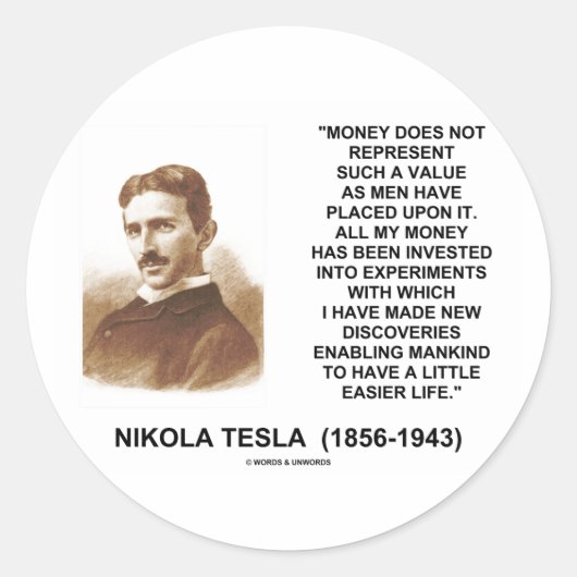 Nikola Tesla Money Value ontdekt het gemakkelijker Ronde Sticker (Voorkant)