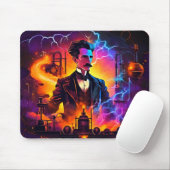 Nikola Tesla Neon Retro-Futurisme Muismat (Met muis)