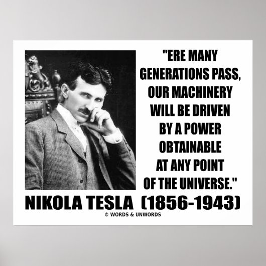 Nikola Tesla onze machine wordt aangedreven door k Poster (Voorkant)