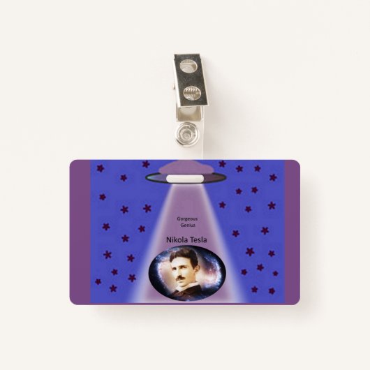 Nikola Tesla over de Genius-uitvinder Badge (Voorkant met clip)
