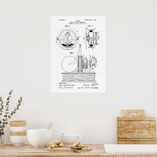 Nikola Tesla Patent Poster (Keuken)