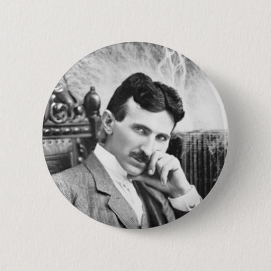 Nikola Tesla Pin Ronde Button 5,7 Cm (Voorkant)